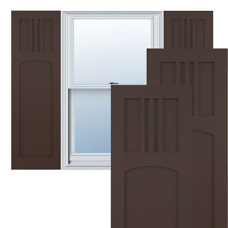 True Fit PVC San Miguel Mission Style Fixed Mount Shutters, Raisin Brown, 18W X 28H